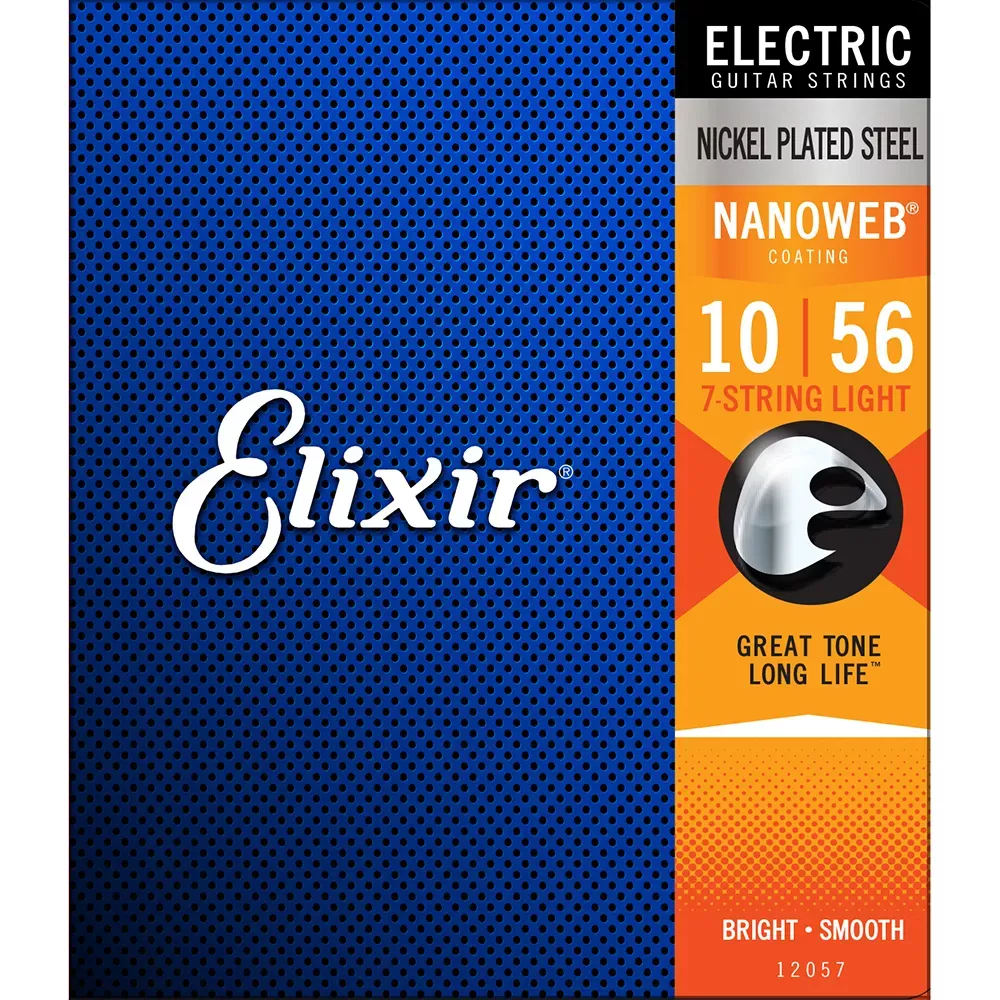 1 Set of Elixir 12057 Nanoweb 7 string Electric Guitar Strings Light 10-56