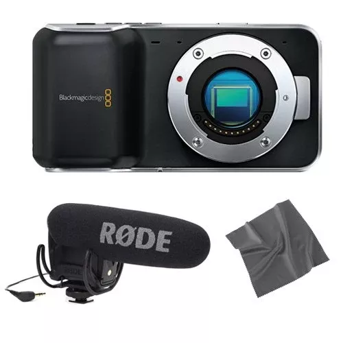 Blackmagic Design Pocket Cinema Camera w/ Rode VideoMic Pro & Cleaning Cloth