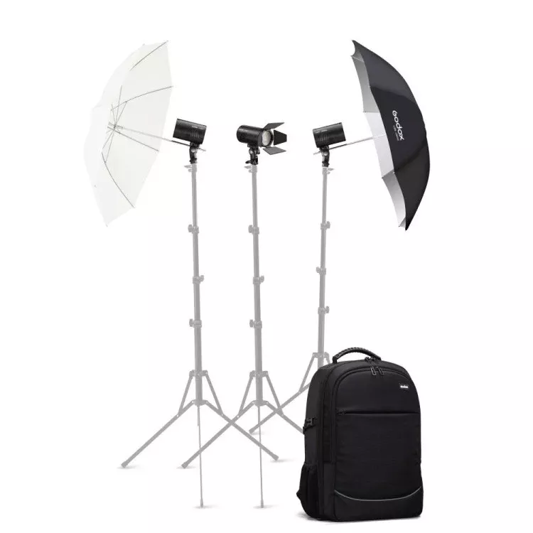 Godox AD100Pro 3-Light Pocket Flash Kit with Umbrellas and CB-20 Bag